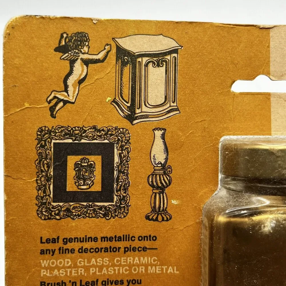 Vintage Brush N Leaf Antique Gold Metallic Paint 1 Oz Made In USA Rub N Buff NOS - Picture 14 of 16